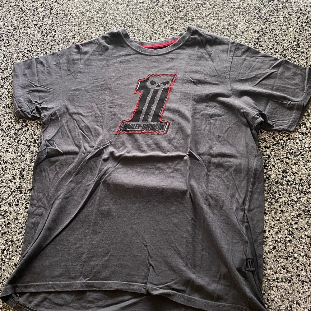 Harley-Davidson Charcoal Tee with Red Accents